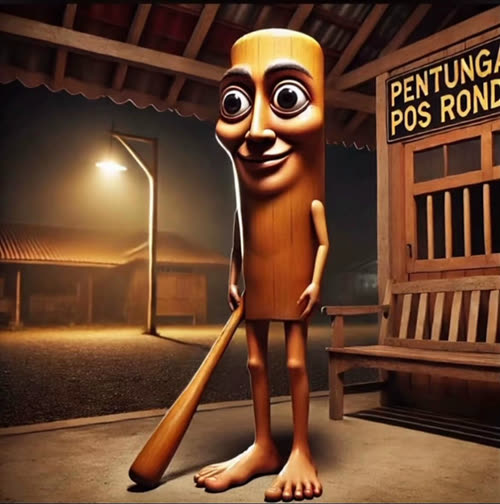 Tung Tung Tung Sahur, a wooden log character holding a bat